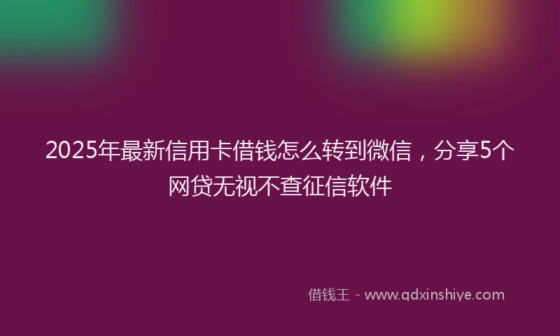 2025年最新信用卡借钱怎么转到微信，分享5个网贷无视不查征信软件