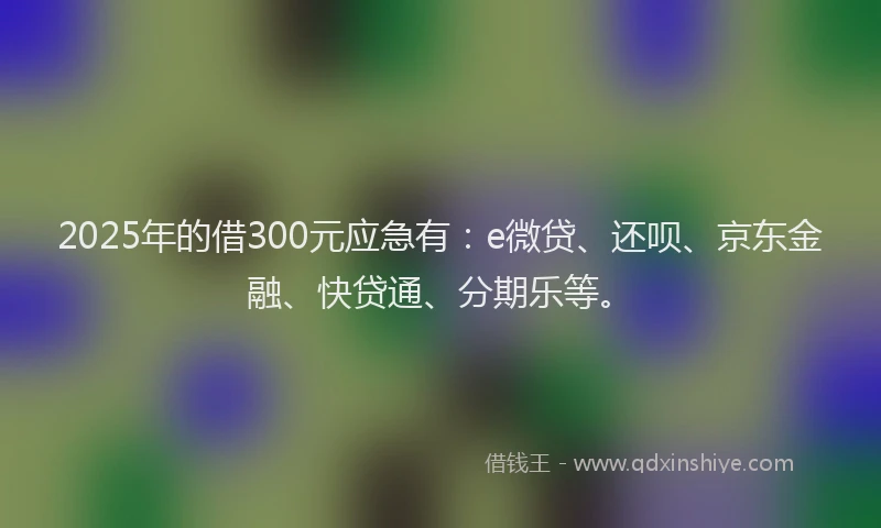 2025年的借300元应急有：e微贷、还呗、京东金融、快贷通、分期乐等。