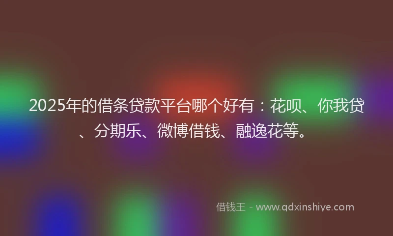 2025年的借条贷款平台哪个好有：花呗、你我贷、分期乐、微博借钱、融逸花等。