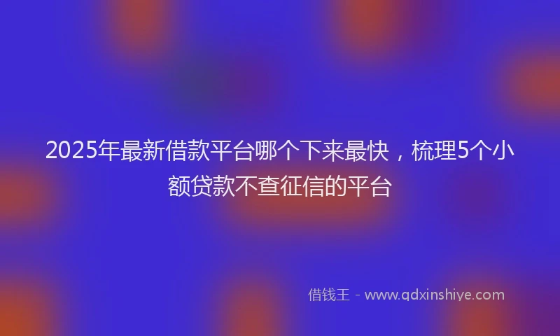 2025年最新借款平台哪个下来最快，梳理5个小额贷款不查征信的平台