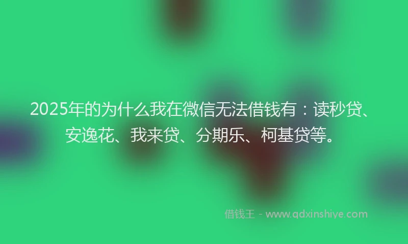 2025年的为什么我在微信无法借钱有：读秒贷、安逸花、我来贷、分期乐、柯基贷等。