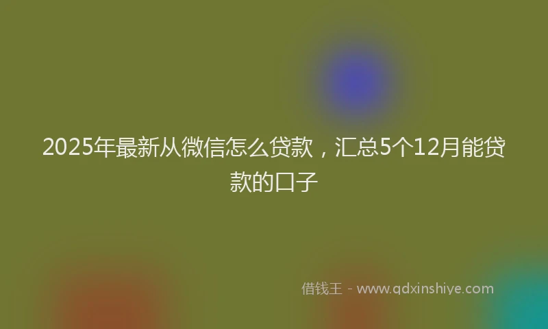 2025年最新从微信怎么贷款，汇总5个12月能贷款的口子