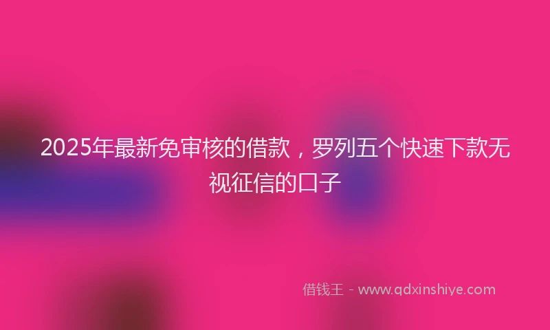 2025年最新免审核的借款，罗列五个快速下款无视征信的口子