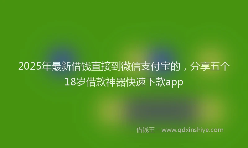 2025年最新借钱直接到微信支付宝的，分享五个18岁借款神器快速下款app