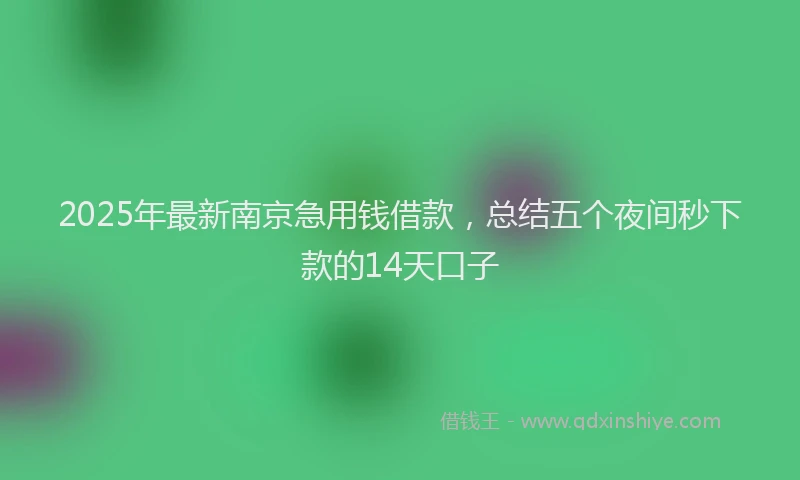 2025年最新南京急用钱借款，总结五个夜间秒下款的14天口子
