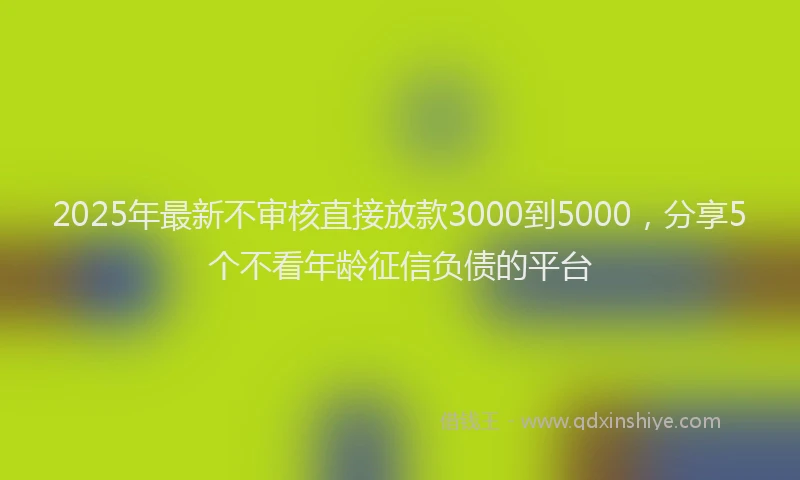 2025年最新不审核直接放款3000到5000，分享5个不看年龄征信负债的平台