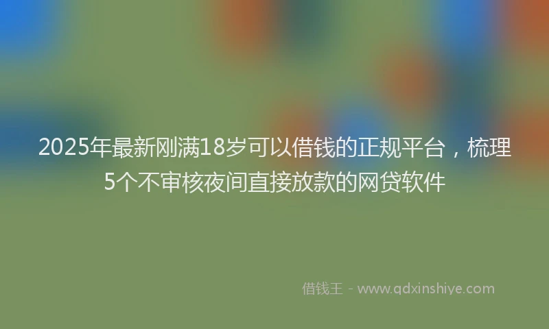 2025年最新刚满18岁可以借钱的正规平台，梳理5个不审核夜间直接放款的网贷软件