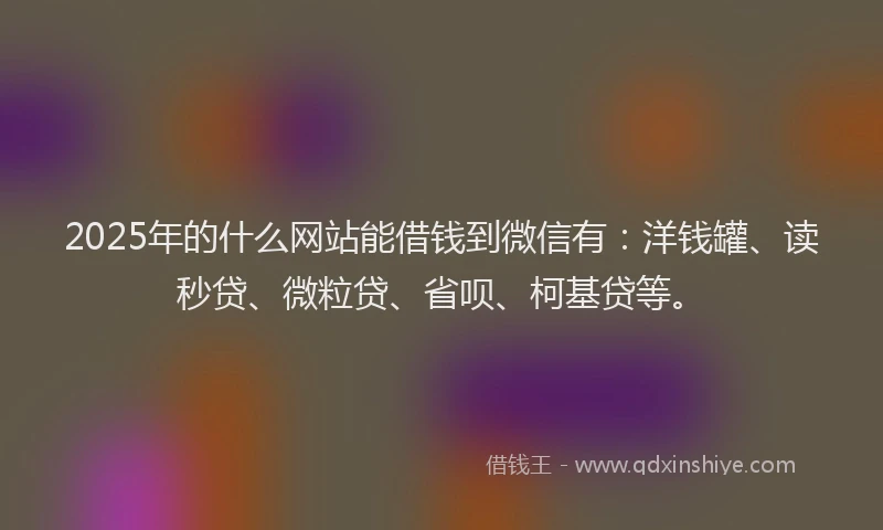 2025年的什么网站能借钱到微信有：洋钱罐、读秒贷、微粒贷、省呗、柯基贷等。