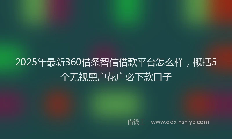 2025年最新360借条智信借款平台怎么样，概括5个无视黑户花户必下款口子