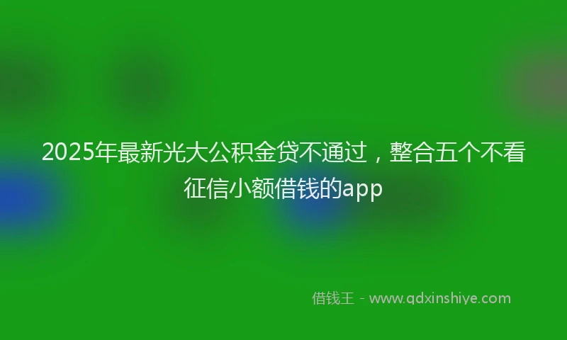 2025年最新光大公积金贷不通过，整合五个不看征信小额借钱的app