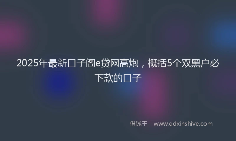2025年最新口子阁e贷网高炮，概括5个双黑户必下款的口子