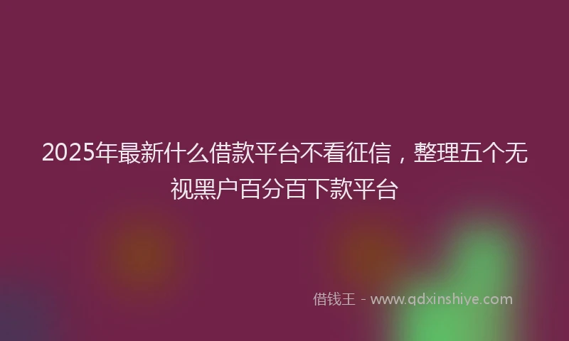 2025年最新什么借款平台不看征信，整理五个无视黑户百分百下款平台