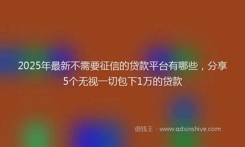 2025年最新不需要征信的贷款平台有哪些，分享5个无视一切包下1万的贷款