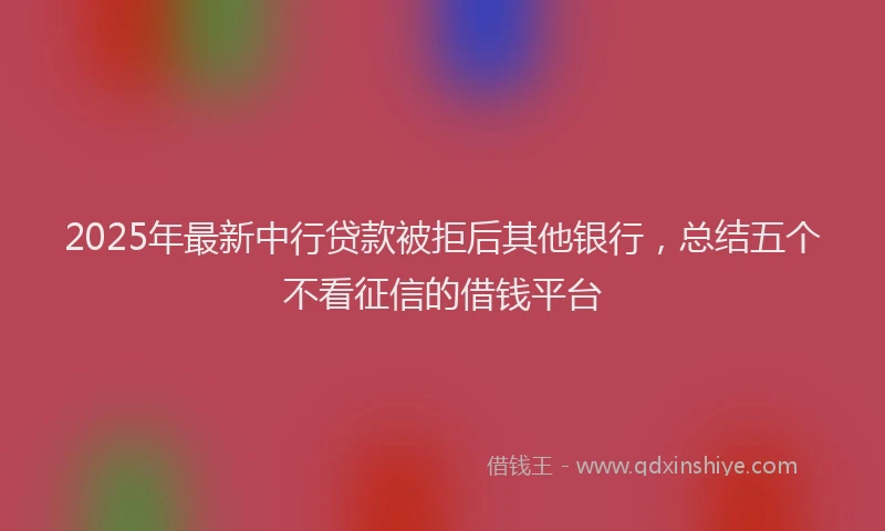 2025年最新中行贷款被拒后其他银行，总结五个不看征信的借钱平台