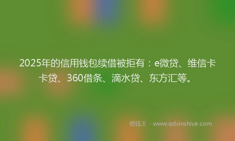 2025年的信用钱包续借被拒有：e微贷、维信卡卡贷、360借条、滴水贷、东方汇等。