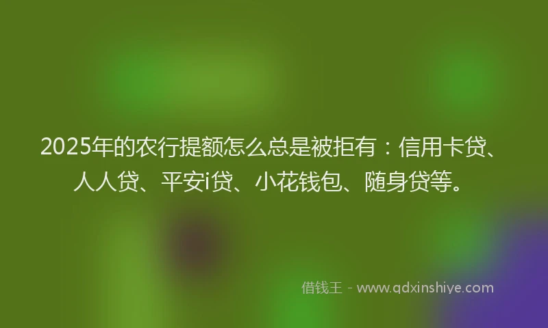 2025年的农行提额怎么总是被拒有：信用卡贷、人人贷、平安i贷、小花钱包、随身贷等。