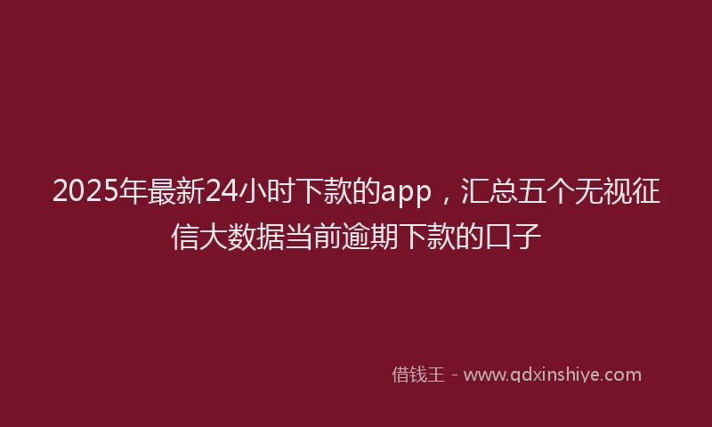 2025年最新24小时下款的app，汇总五个无视征信大数据当前逾期下款的口子