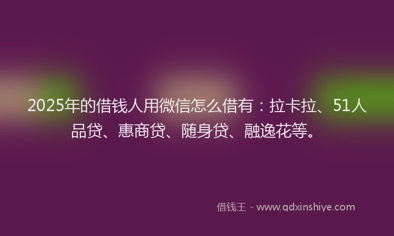 2025年的借钱人用微信怎么借有：拉卡拉、51人品贷、惠商贷、随身贷、融逸花等。