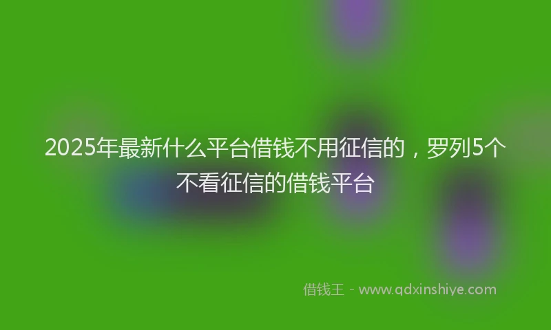 2025年最新什么平台借钱不用征信的，罗列5个不看征信的借钱平台