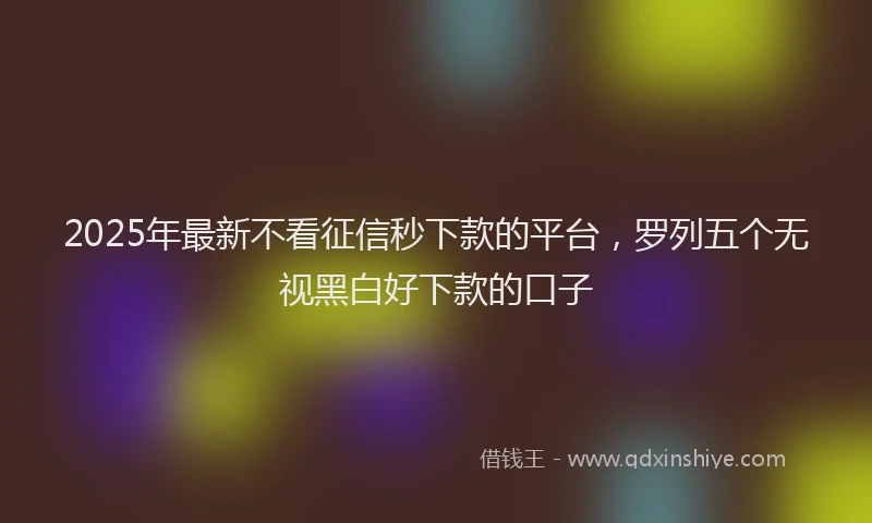 2025年最新不看征信秒下款的平台，罗列五个无视黑白好下款的口子