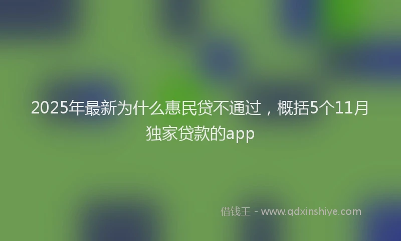 2025年最新为什么惠民贷不通过，概括5个11月独家贷款的app