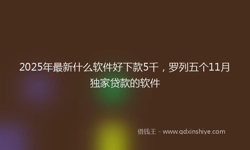 2025年最新什么软件好下款5千，罗列五个11月独家贷款的软件