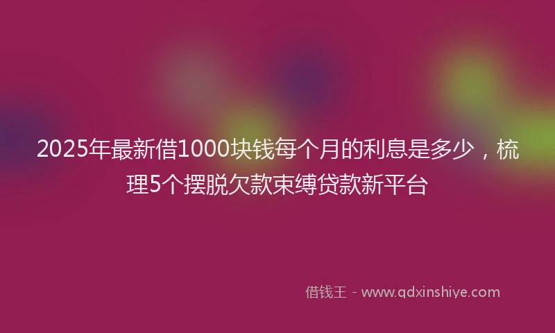 2025年最新借1000块钱每个月的利息是多少，梳理5个摆脱欠款束缚贷款新平台