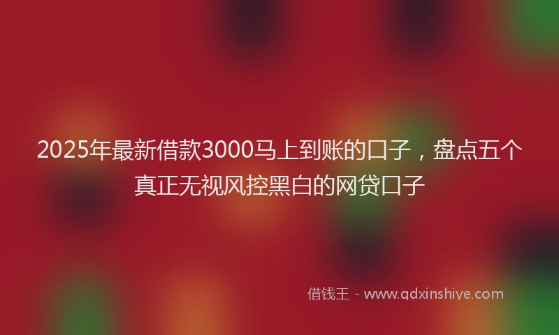 2025年最新借款3000马上到账的口子，盘点五个真正无视风控黑白的网贷口子