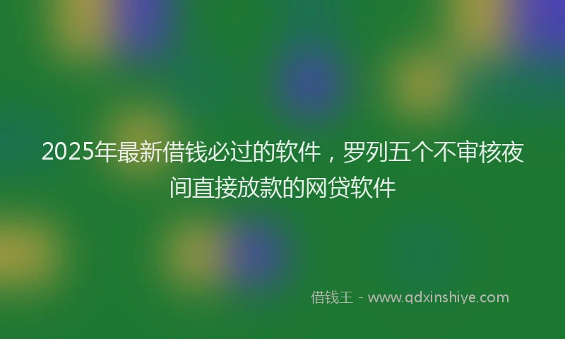 2025年最新借钱必过的软件，罗列五个不审核夜间直接放款的网贷软件