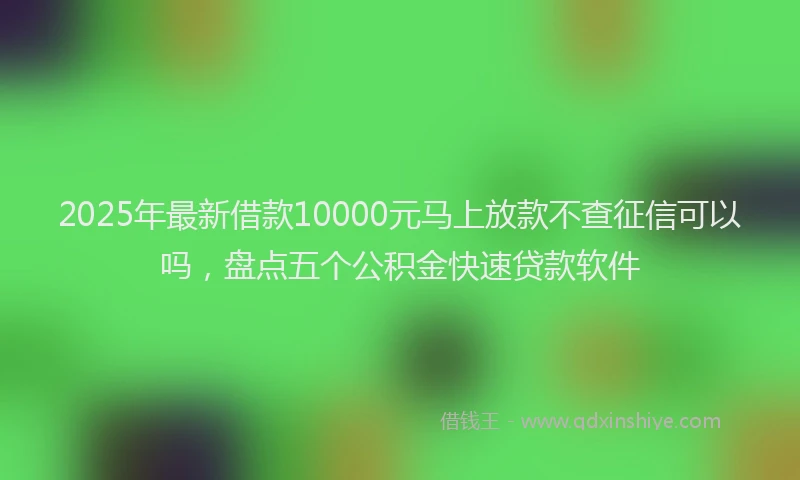 2025年最新借款10000元马上放款不查征信可以吗，盘点五个公积金快速贷款软件
