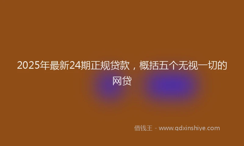 2025年最新24期正规贷款，概括五个无视一切的网贷