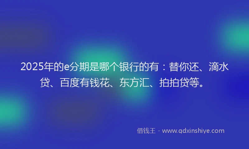 2025年的e分期是哪个银行的有：替你还、滴水贷、百度有钱花、东方汇、拍拍贷等。