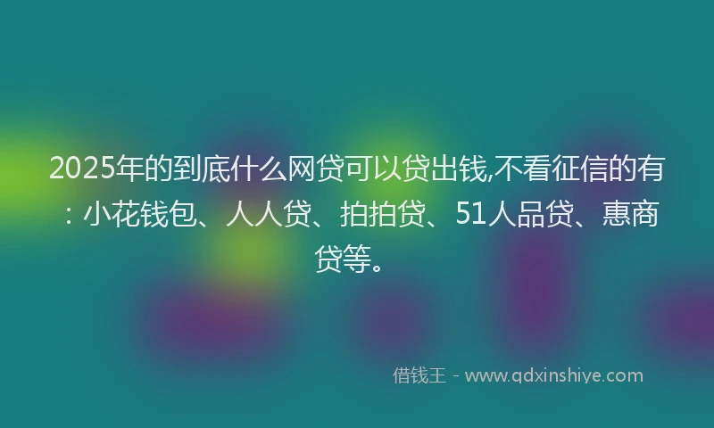 2025年的到底什么网贷可以贷出钱,不看征信的有：小花钱包、人人贷、拍拍贷、51人品贷、惠商贷等。