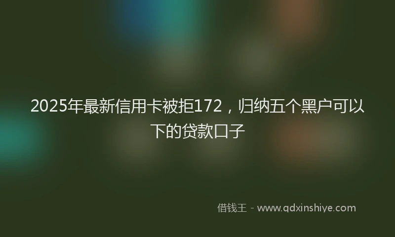 2025年最新信用卡被拒172，归纳五个黑户可以下的贷款口子