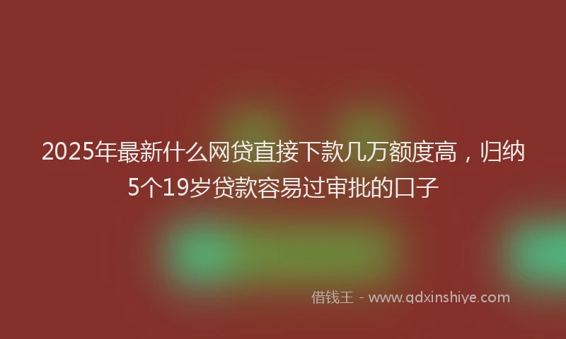 2025年最新什么网贷直接下款几万额度高，归纳5个19岁贷款容易过审批的口子