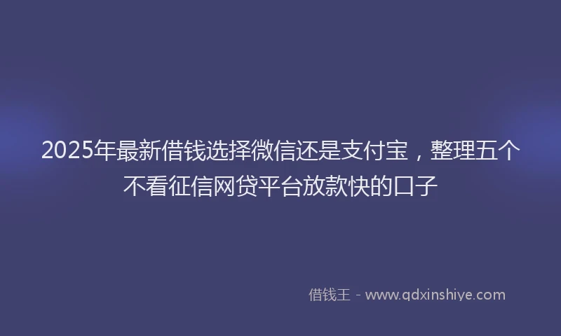 2025年最新借钱选择微信还是支付宝，整理五个不看征信网贷平台放款快的口子