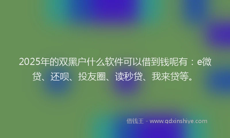 2025年的双黑户什么软件可以借到钱呢有：e微贷、还呗、投友圈、读秒贷、我来贷等。