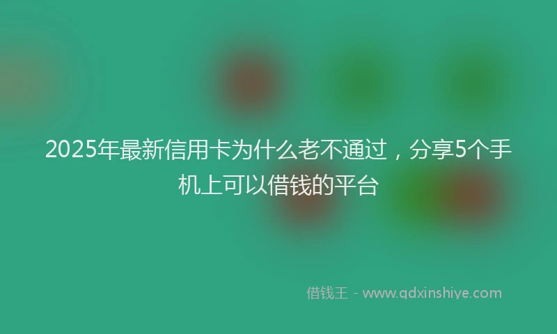 2025年最新信用卡为什么老不通过，分享5个手机上可以借钱的平台