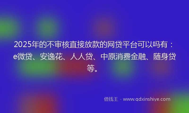 2025年的不审核直接放款的网贷平台可以吗有：e微贷、安逸花、人人贷、中原消费金融、随身贷等。