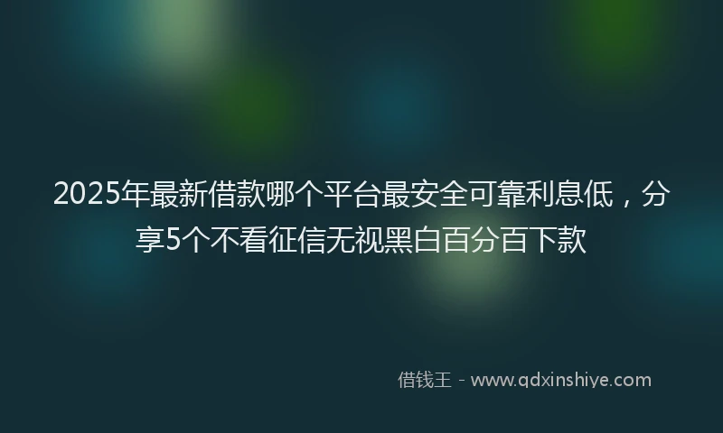 2025年最新借款哪个平台最安全可靠利息低，分享5个不看征信无视黑白百分百下款