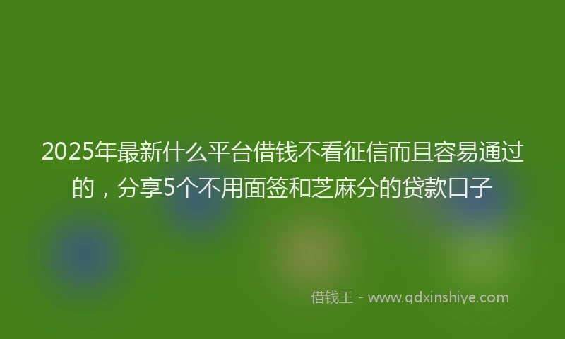 2025年最新什么平台借钱不看征信而且容易通过的，分享5个不用面签和芝麻分的贷款口子