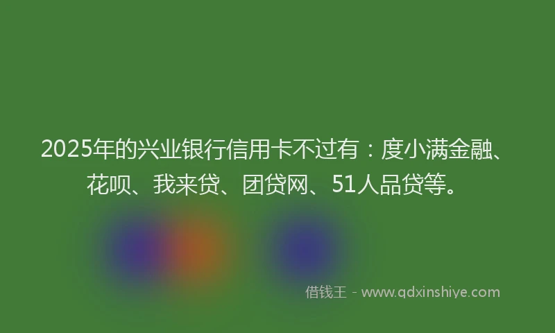 2025年的兴业银行信用卡不过有：度小满金融、花呗、我来贷、团贷网、51人品贷等。