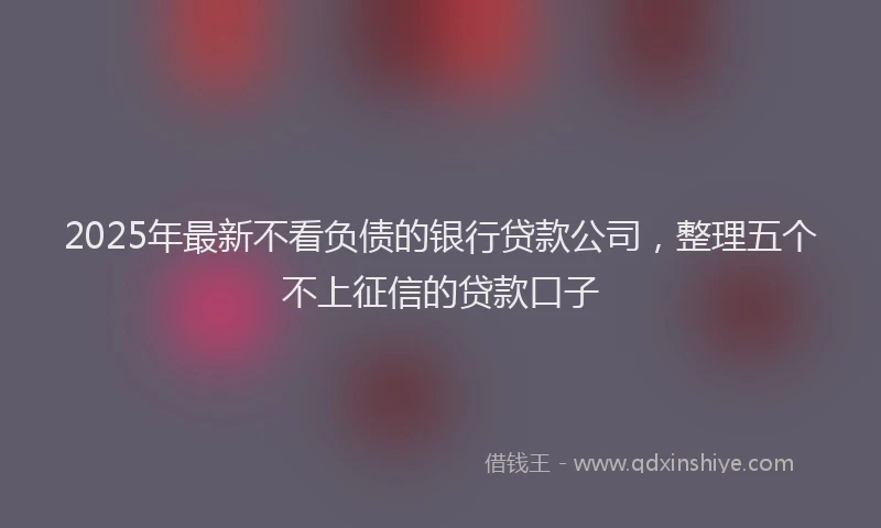 2025年最新不看负债的银行贷款公司，整理五个不上征信的贷款口子