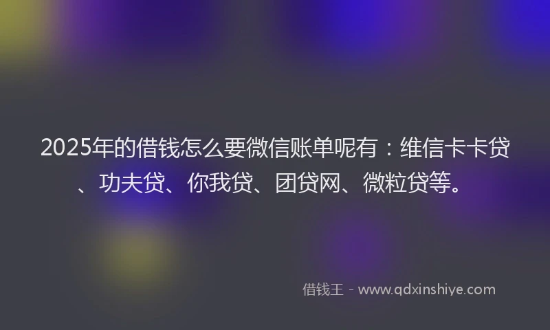 2025年的借钱怎么要微信账单呢有：维信卡卡贷、功夫贷、你我贷、团贷网、微粒贷等。