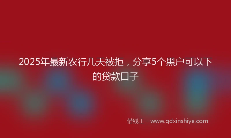 2025年最新农行几天被拒，分享5个黑户可以下的贷款口子