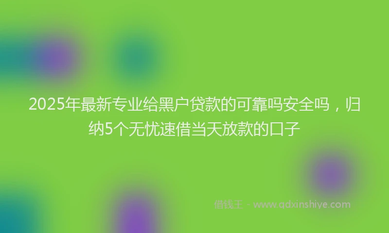 2025年最新专业给黑户贷款的可靠吗安全吗，归纳5个无忧速借当天放款的口子