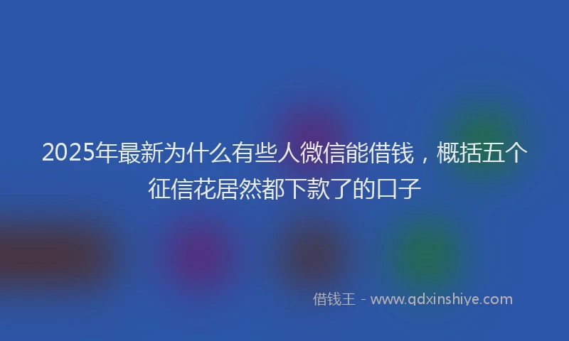 2025年最新为什么有些人微信能借钱，概括五个征信花居然都下款了的口子