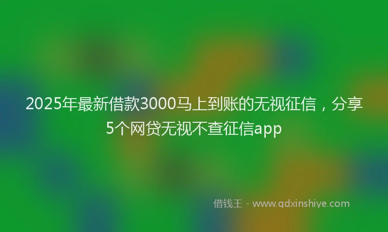 2025年最新借款3000马上到账的无视征信，分享5个网贷无视不查征信app
