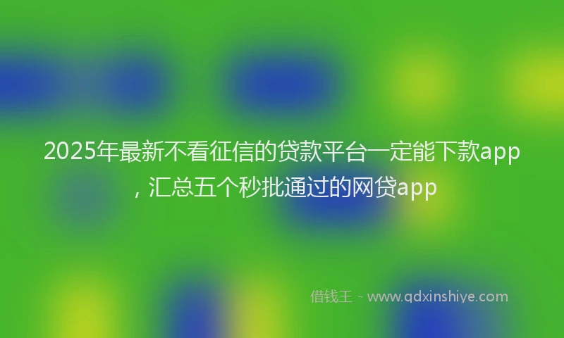 2025年最新不看征信的贷款平台一定能下款app，汇总五个秒批通过的网贷app