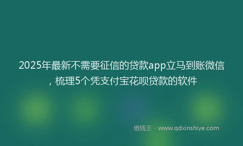2025年最新不需要征信的贷款app立马到账微信，梳理5个凭支付宝花呗贷款的软件